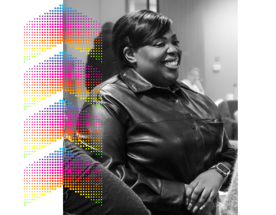 Image of Caraffi team member with rainbow graphic