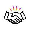 A handshake with radiating lines