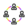 Simple graphic showing four people connected in a circle