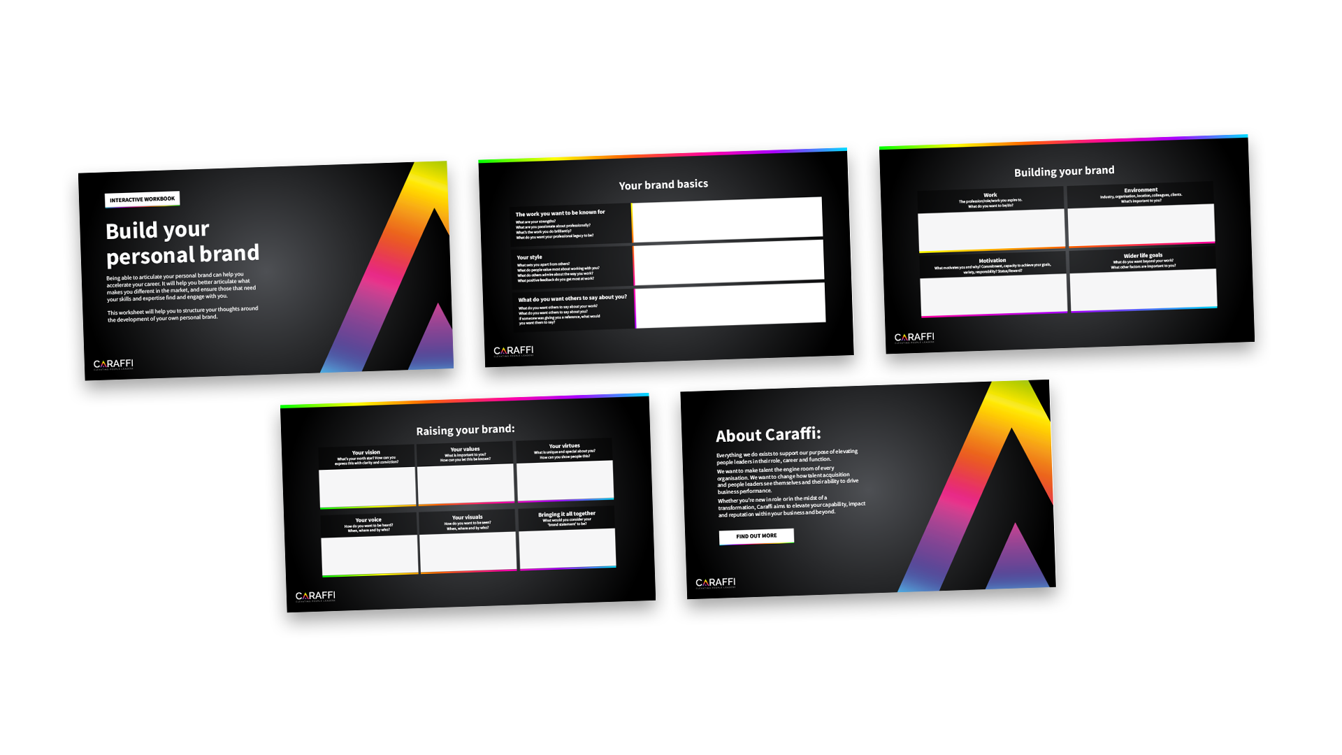 Personal Branding Worksheet thumbnails including example exercises