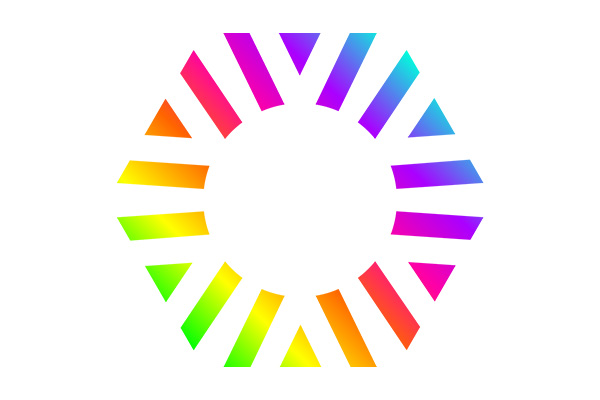 Rainbow hexagon representing a lens