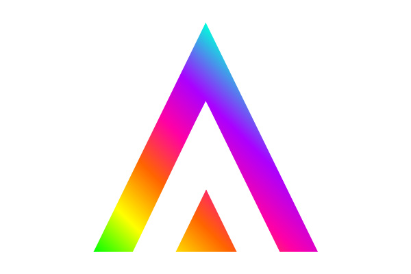 Large rainbow arrow pointing upwards