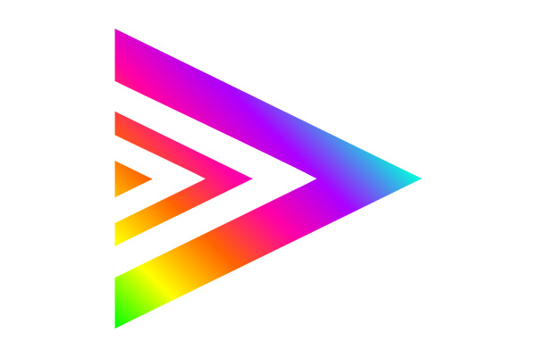 Large rainbow arrow pointing to right